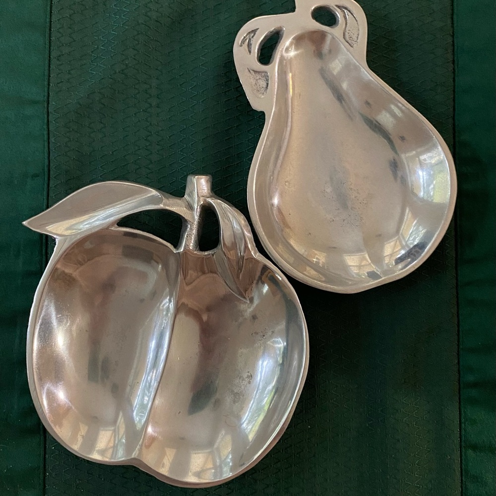 Vintage Pewter Nut & Candy Bridge Bowl Set